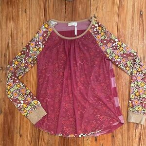 Matilda Jane 435: Girl’s Burgundy Floral Writing Desk Long Sleeve Raglan